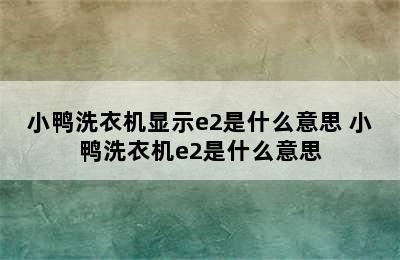 小鸭洗衣机显示e2是什么意思 小鸭洗衣机e2是什么意思